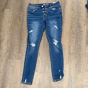 Old Navy Dark Blue Distressed Skinny Jeans